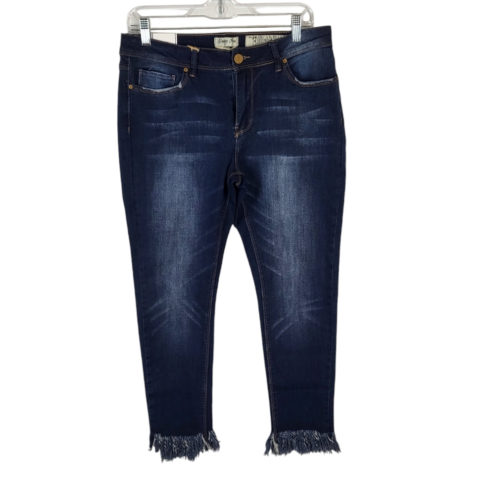 Indigo rein mid-rise ankle distressed jeans dark wash deim women's sz 13 NWT